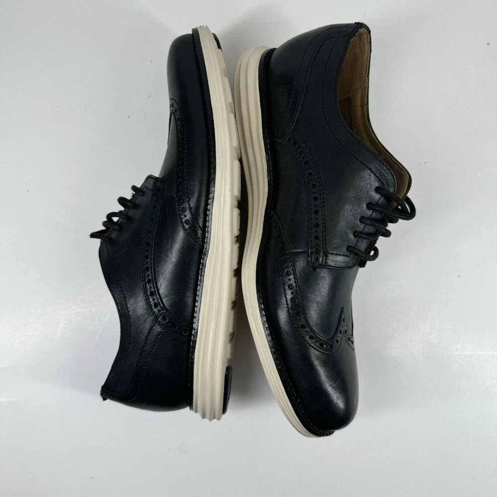 Cole Haan OriginalGrand Men's 8M Black Leather Wingtip Oxford Dress Shoes C24089